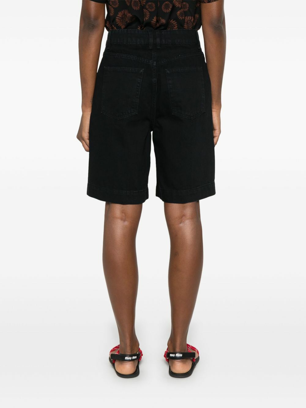 FRAME Black Organic Cotton Denim Shorts