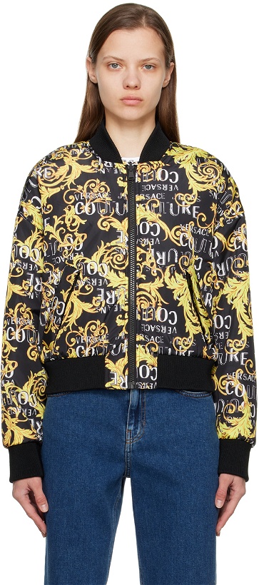 Photo: Versace Jeans Couture Black Reversible Graphic Bomber Jacket.