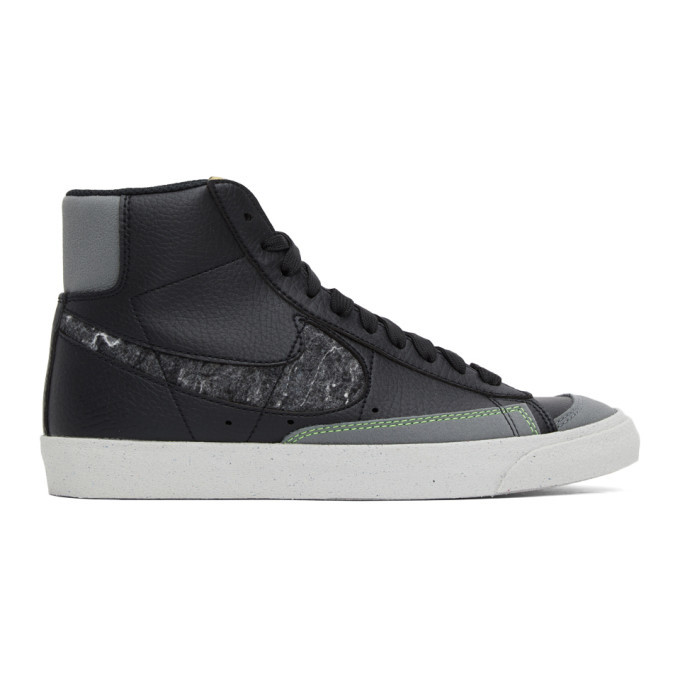 Photo: Nike Black and Grey Blazer Mid 77 Sneakers