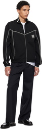 Hugo Black Cotton-Blend Embroidered Logo Artwork Track Jacket