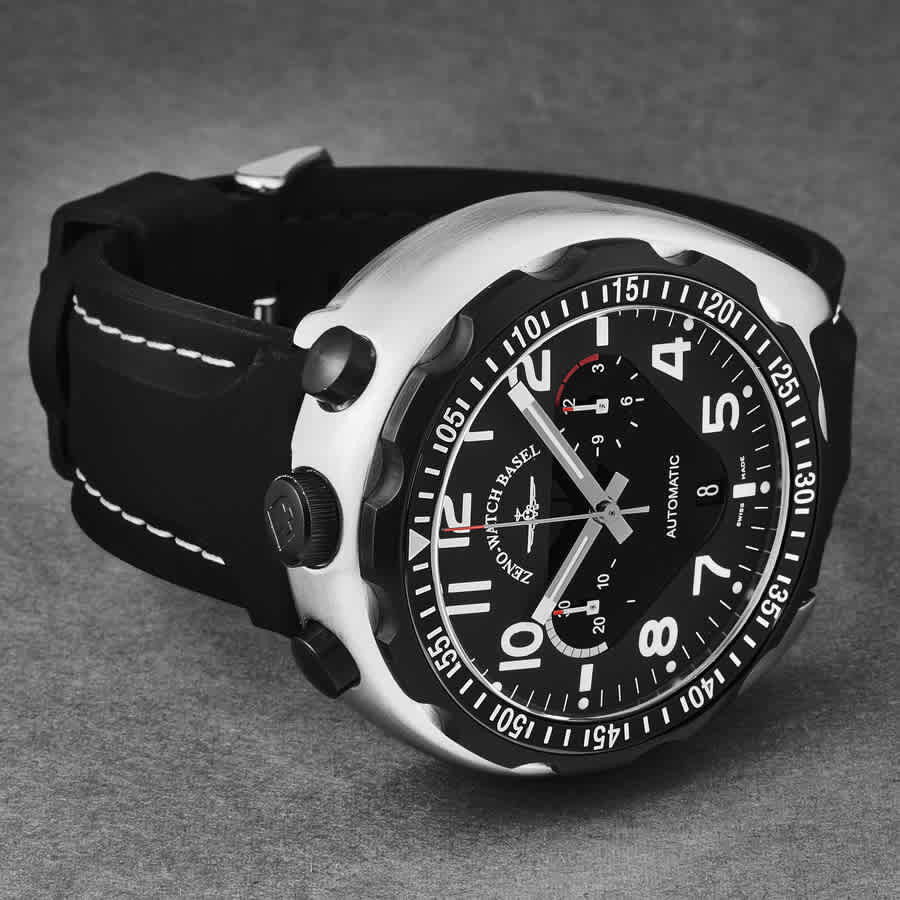 Zeno Pilot bulhed Chronograph Automatic Black Dial Mens Watch 6528-THD-A1
