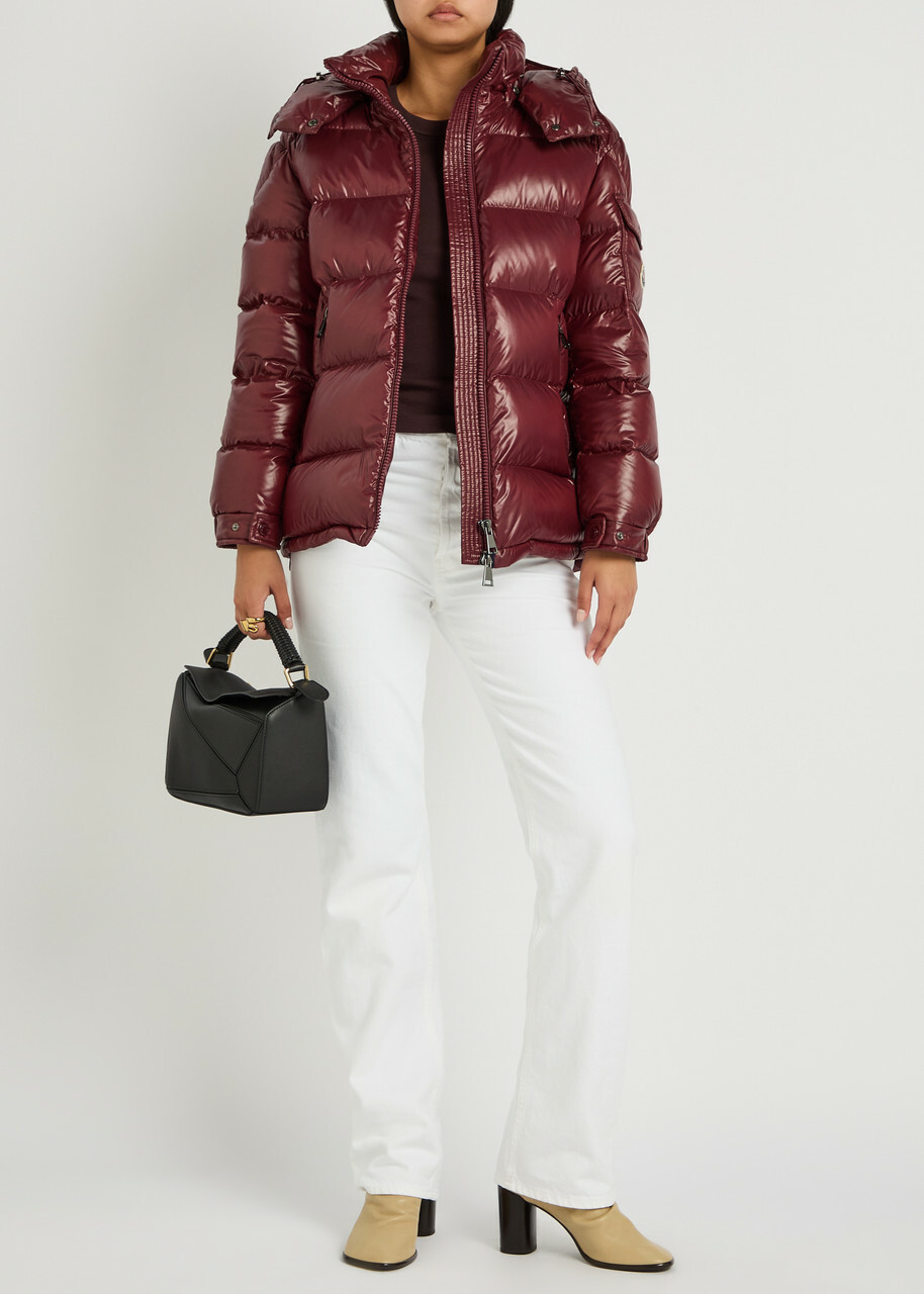 Moncler Maire Padded Hooded Laqué Nylon Jacket Red