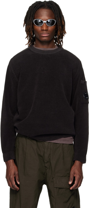 Photo: C.P. Company Black Cotton Chenille Lens Sweater