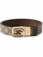 GUCCI - 3cm Reversible Monogrammed Supreme Coated-Canvas and Full-Grain Leather Belt - Neutrals