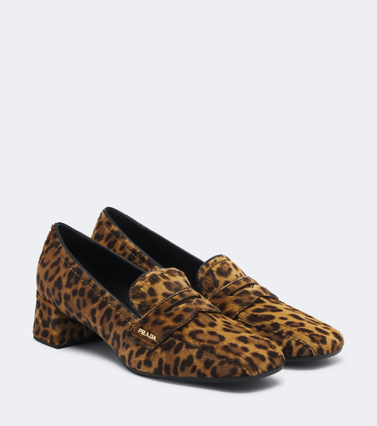 Prada Leopard-print calf hair loafer pumps