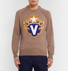 Versace - Appliquéd Cotton Sweater - Camel