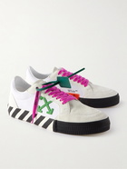 Off-White - Low Vulcanized Logo-Appliquéd Colour-Block Suede Sneakers - White