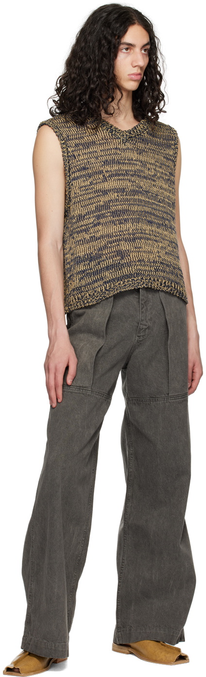 Serapis Navy & Beige V-Neck Vest