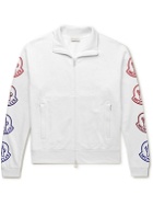 Moncler - Logo-Flocked Cotton-Jersey Zip-Up Sweatshirt - White