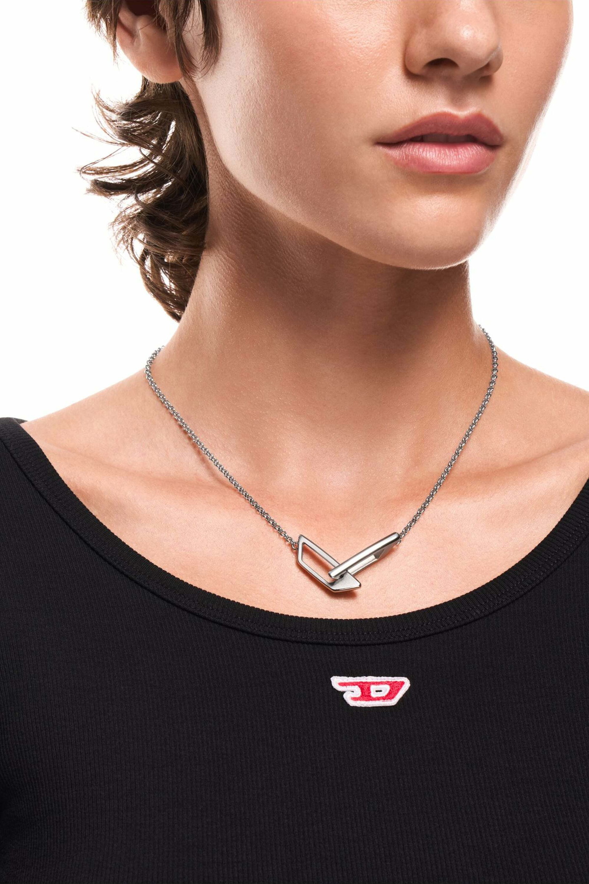 Diesel Stainless Steel Band Necklace - Necklaces - Unisex - Silver