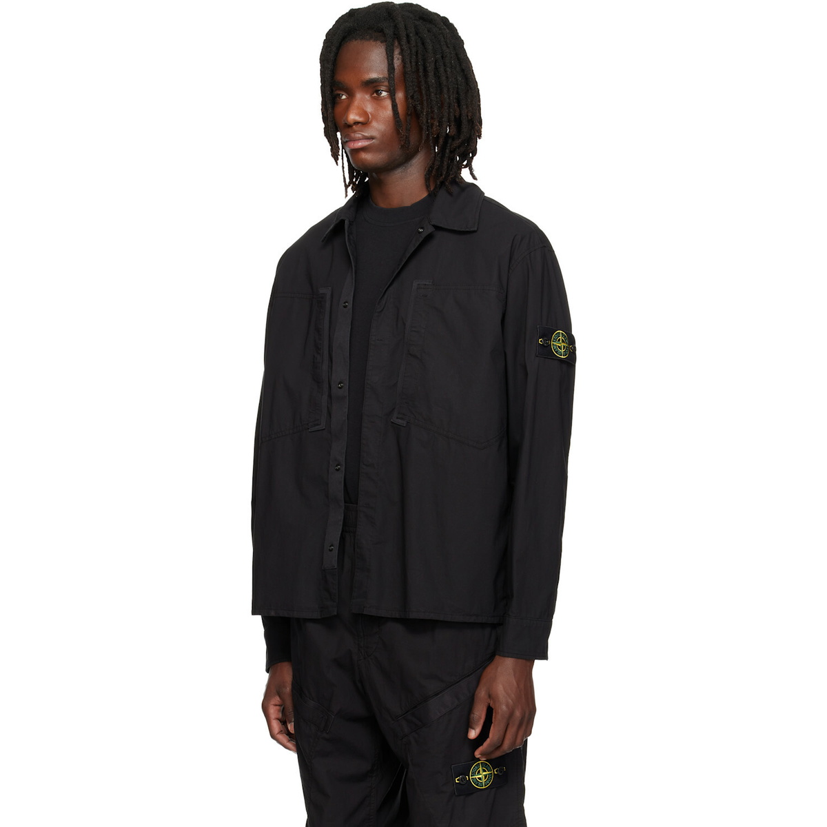 Stone Island Black 1200005 Stretch Cotton Tela 'PARACADUTE' Shirt