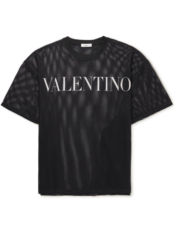 Photo: Valentino - Oversized Logo-Print Mesh T-Shirt - Black