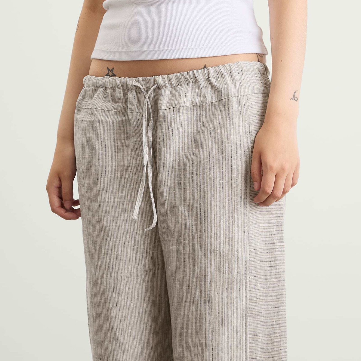Deiji Studios Women's Double Waist Linen Pants in Haze Blue