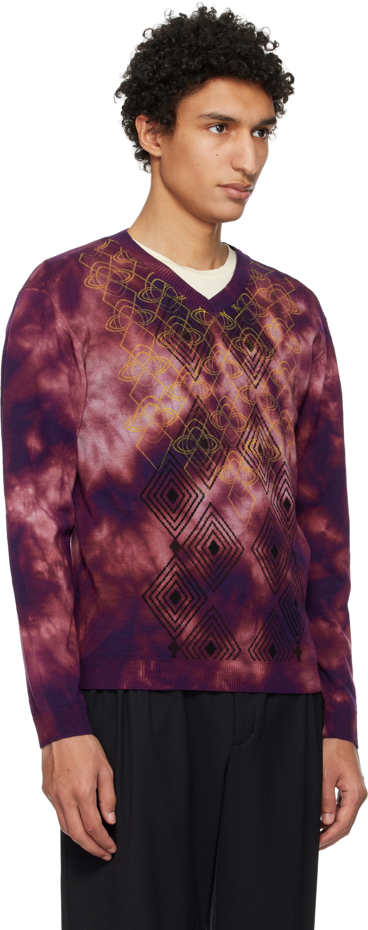 Kiko Kostadinov Purple Hatha V-Neck Knit Sweater