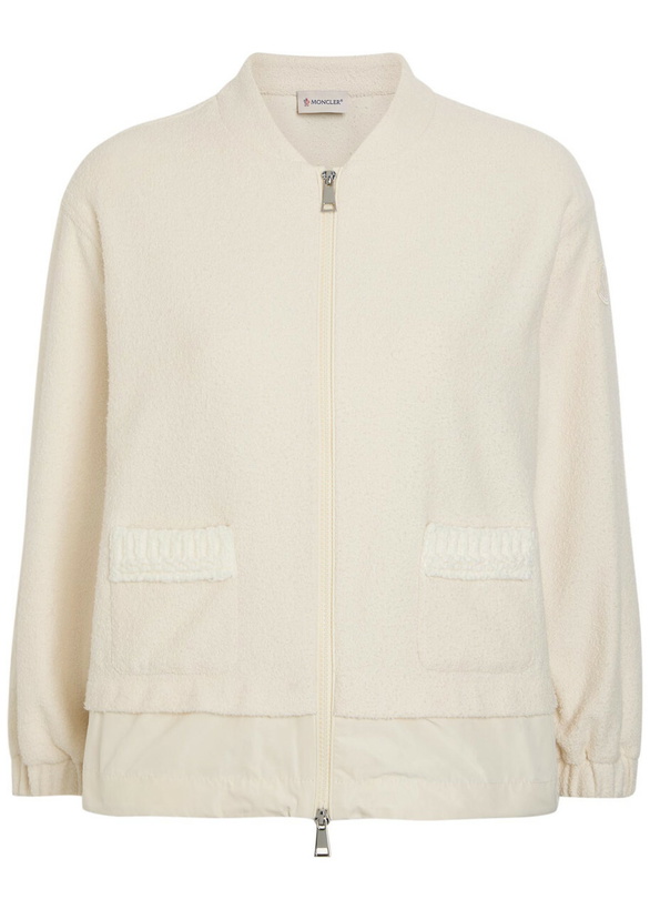 Photo: Moncler Logo-appliquéd Layered Bouclé Cardigan Cream