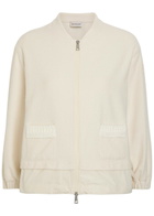 Moncler Logo-appliquéd Layered Bouclé Cardigan Cream