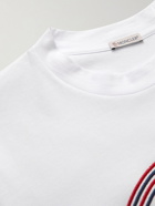 Moncler - Logo-Detailed Ripstop-Trimmed Cotton-Jersey T-Shirt - White