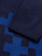 Blue Blue Japan - Jacquard-Knit Mohair-Blend Cardigan - Blue