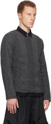 Comme des Garçons Homme Deux Gray Wool Stripe Crewneck Sweater
