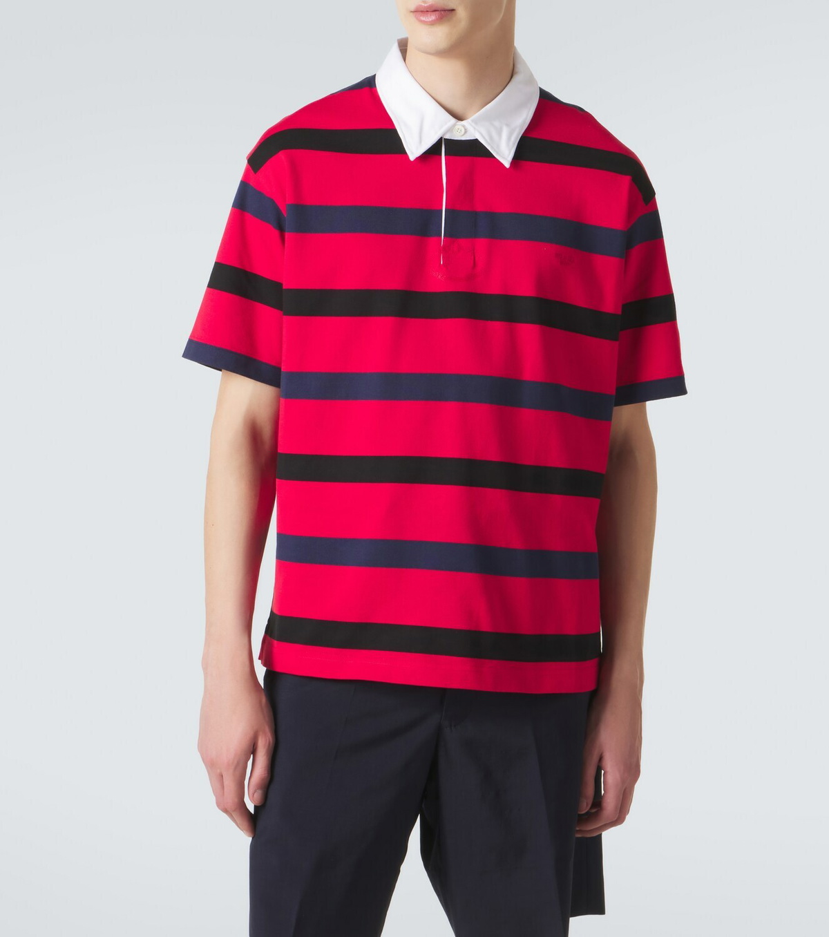 Prada Oversized striped cotton piqué polo shirt