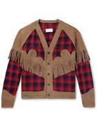 Maison Margiela - Pendleton Fringed Panelled Checked Wool Cardigan - Red