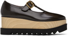 Stella McCartney Brown Sneak-Elyse T-Bar Platform Mary Jane Loafers