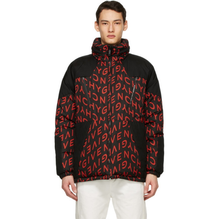 Photo: Givenchy Reversible Black and Red Refracted Puffer Coat