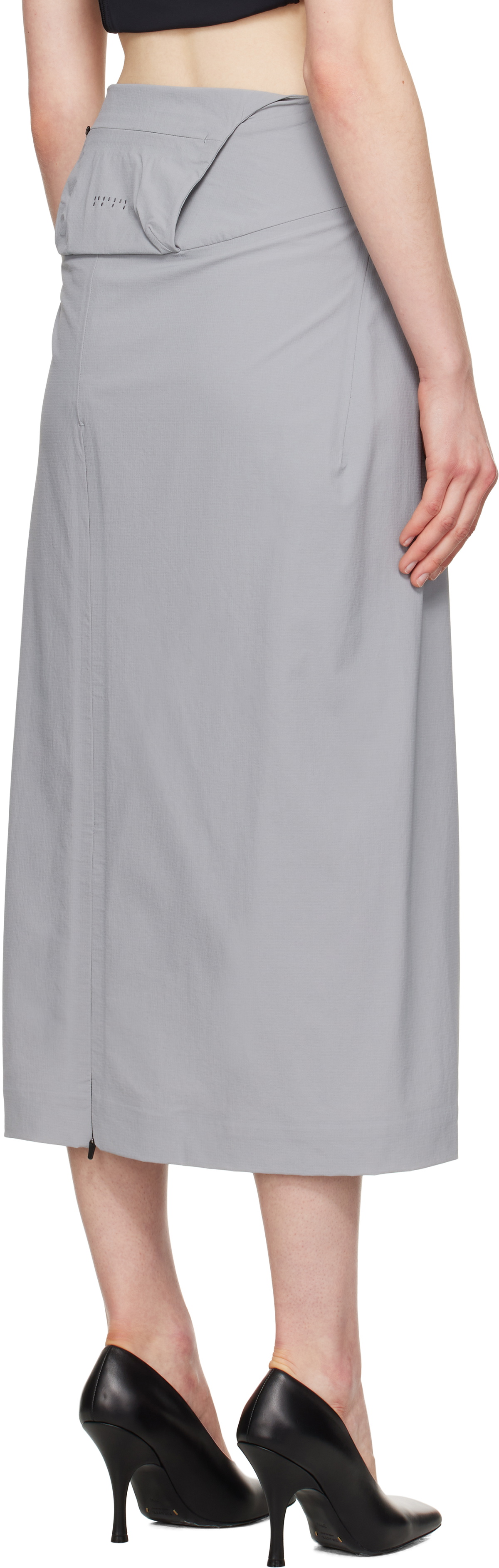 JOHANNA PARV Gray Speed Midi Skirt