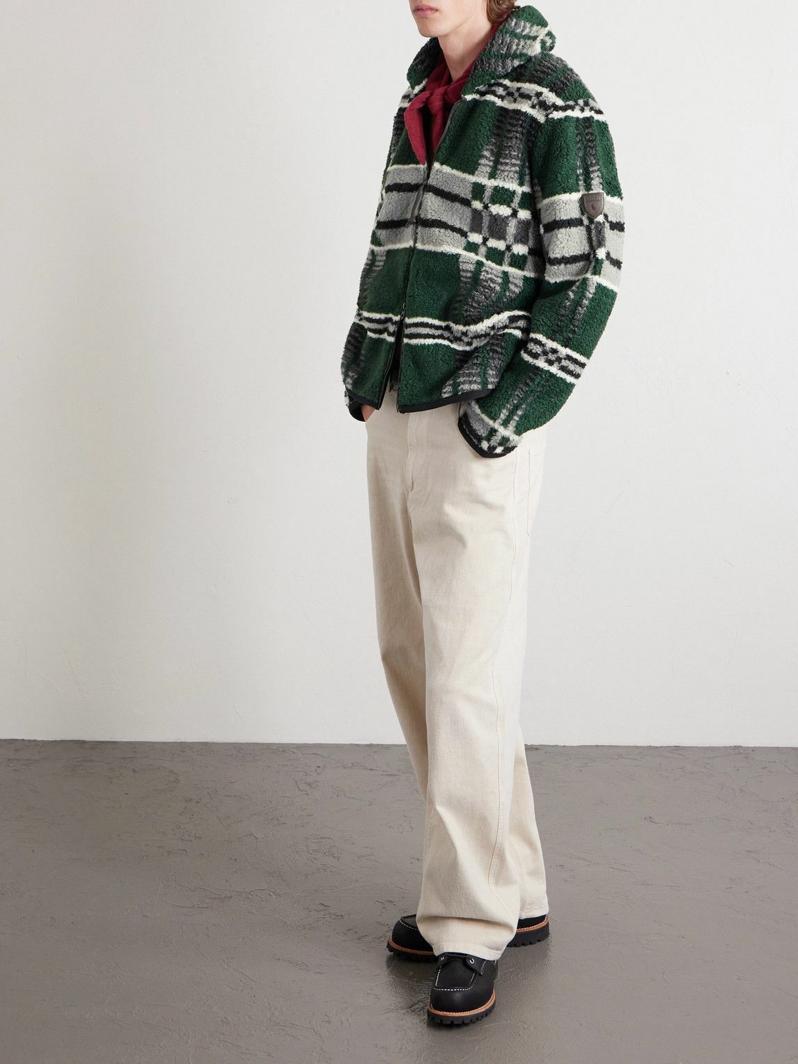 Polo Ralph Lauren - Shawl-Collar Checked Woven Zip-Up Cardigan - Green