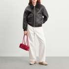 DUNST Women's Shearling Collar Leather Jacket in Brushed Brown