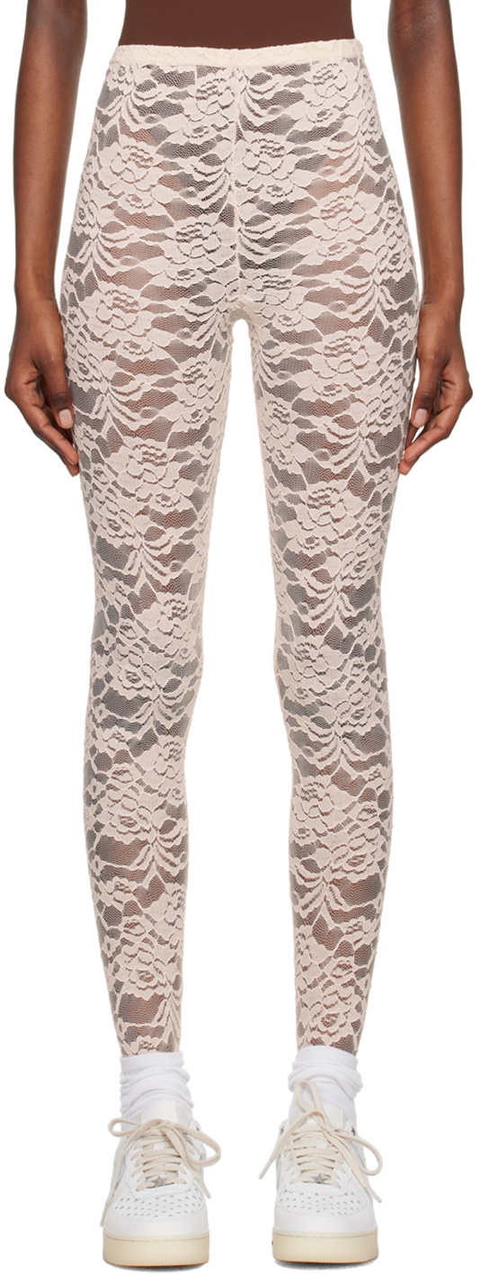 We11done Beige Flower Tights