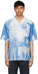 Kenzo Blue High Summer Hawaiian Graffiti Short Sleeve Shirt