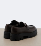 Prada Logo leather platform loafers