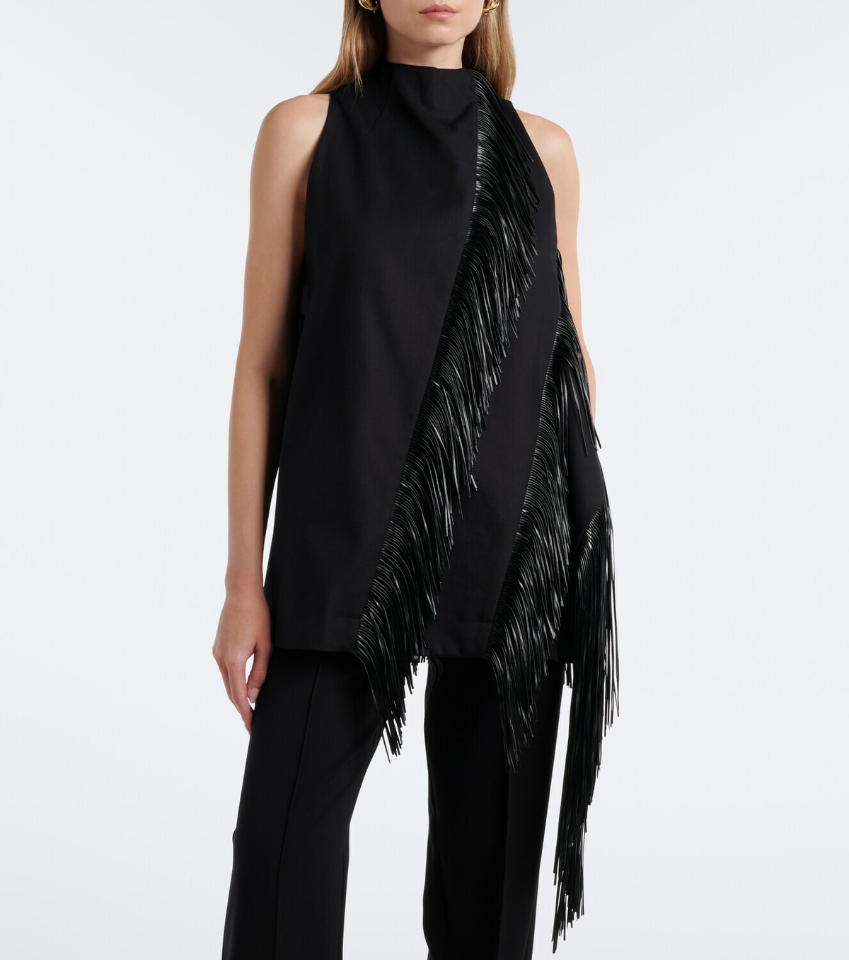 Sportmax Fringed halterneck cotton top