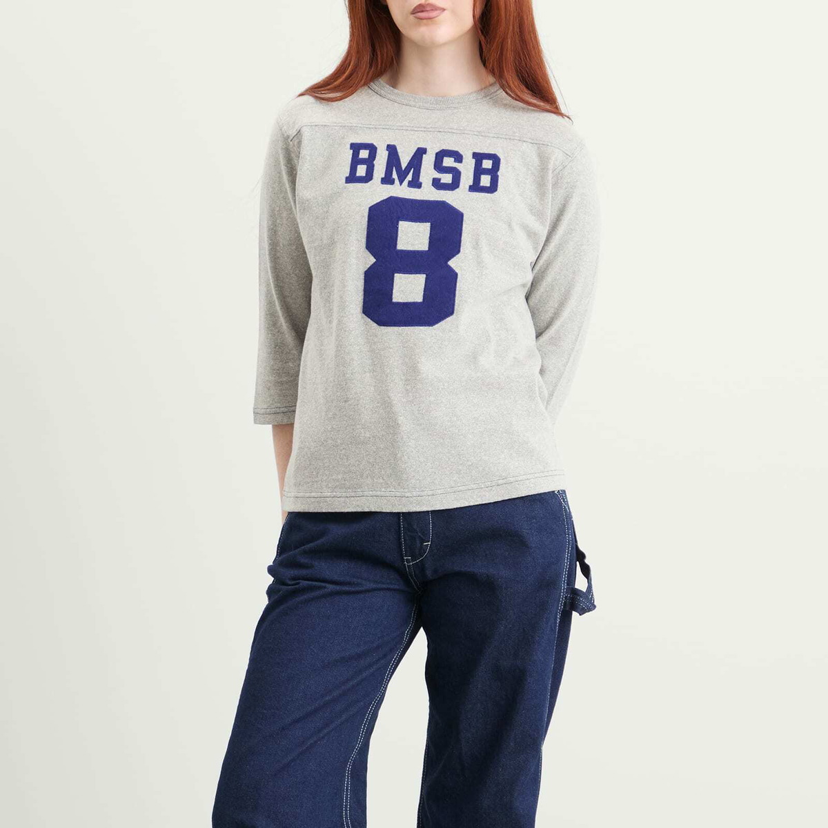 Beams Boy Women's 3/4 Sleeve Football T-Shirt in Grey