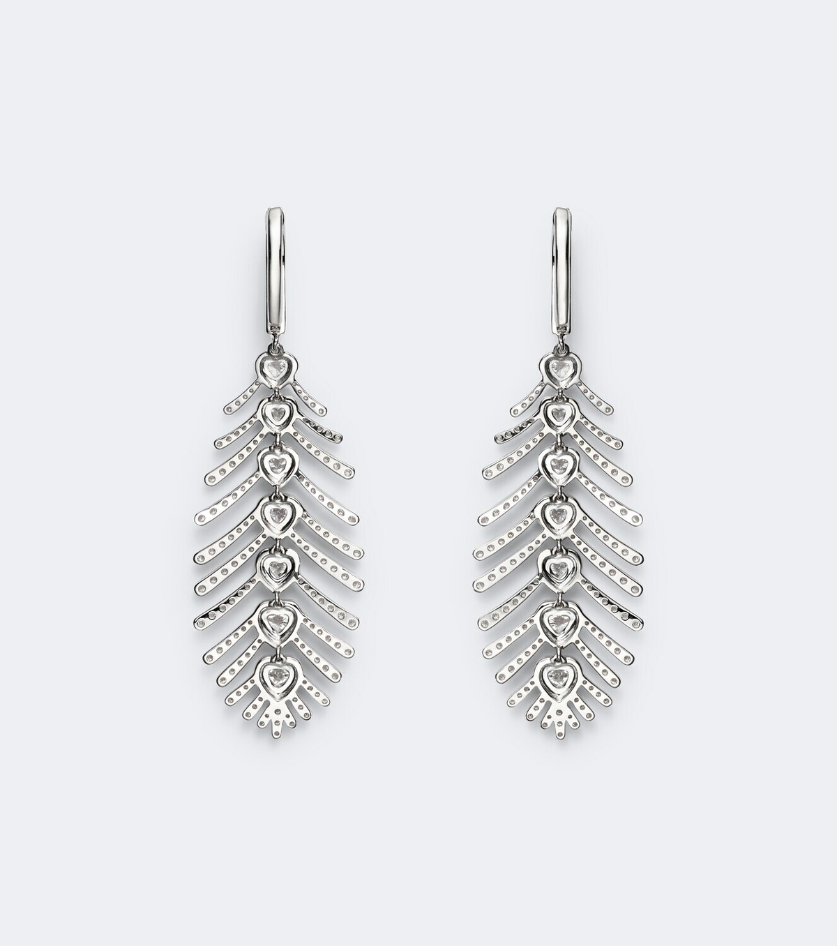 Kamyen Candy Crush Feather 18kt white gold drop earrings with diamonds