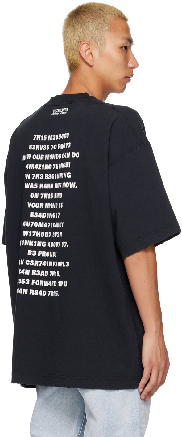 VETEMENTS Black 'Brain Power' T-Shirt Vetements