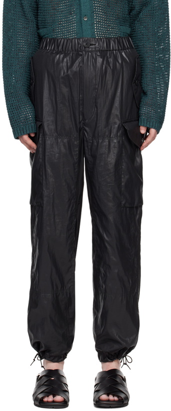 Photo: YOKE Black Crinkled Cargo Pants