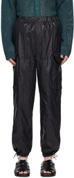 YOKE Black Crinkled Cargo Pants