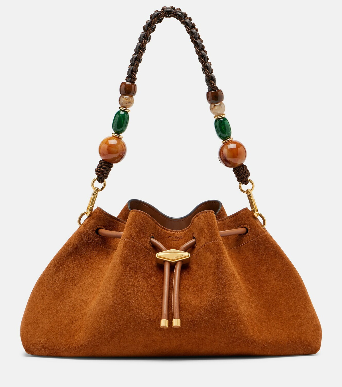 Jimmy Choo Bon Bon Medium beaded suede bucket bag