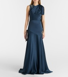 Erdem Embellished scarf-detail satin cady gown