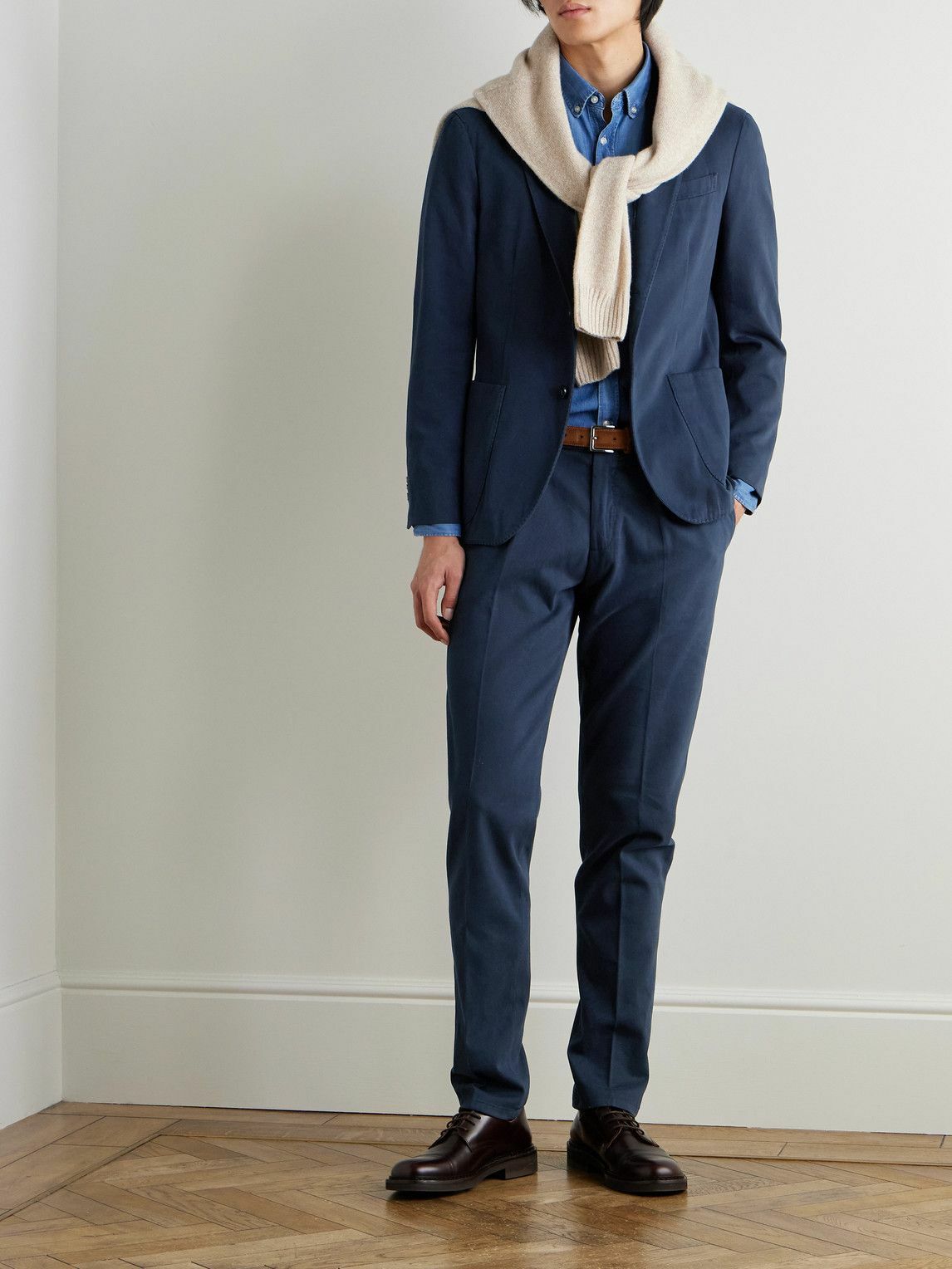 Boglioli - Garment-Dyed Cotton-Blend Twill Suit Jacket - Blue Boglioli
