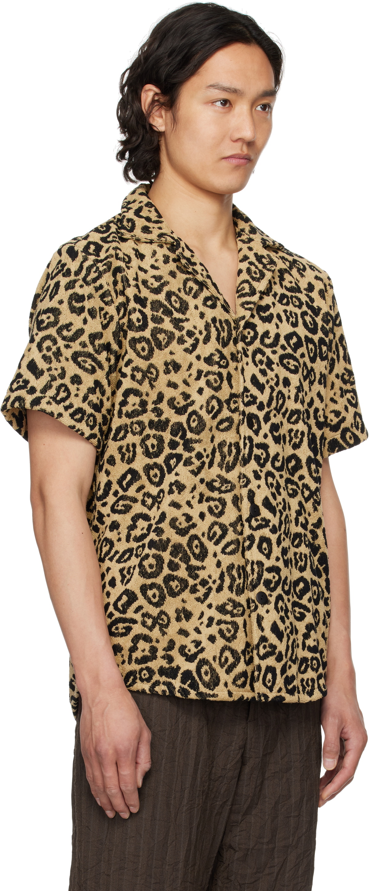OAS Beige & Black Leo Cuba Terry Shirt OAS