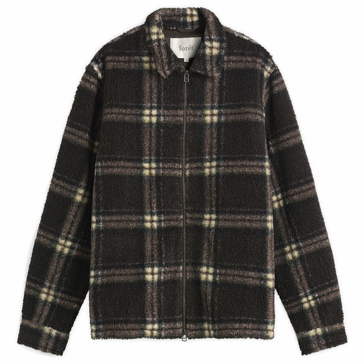 Foret Men's Cabin Fleece Jacket in Brown/Check