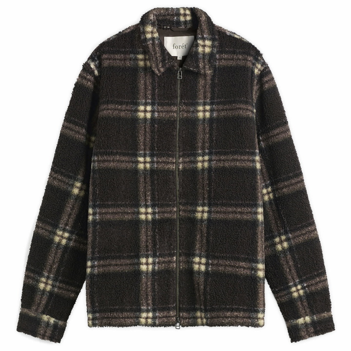 Photo: Foret Men's Cabin Fleece Jacket in Brown/Check