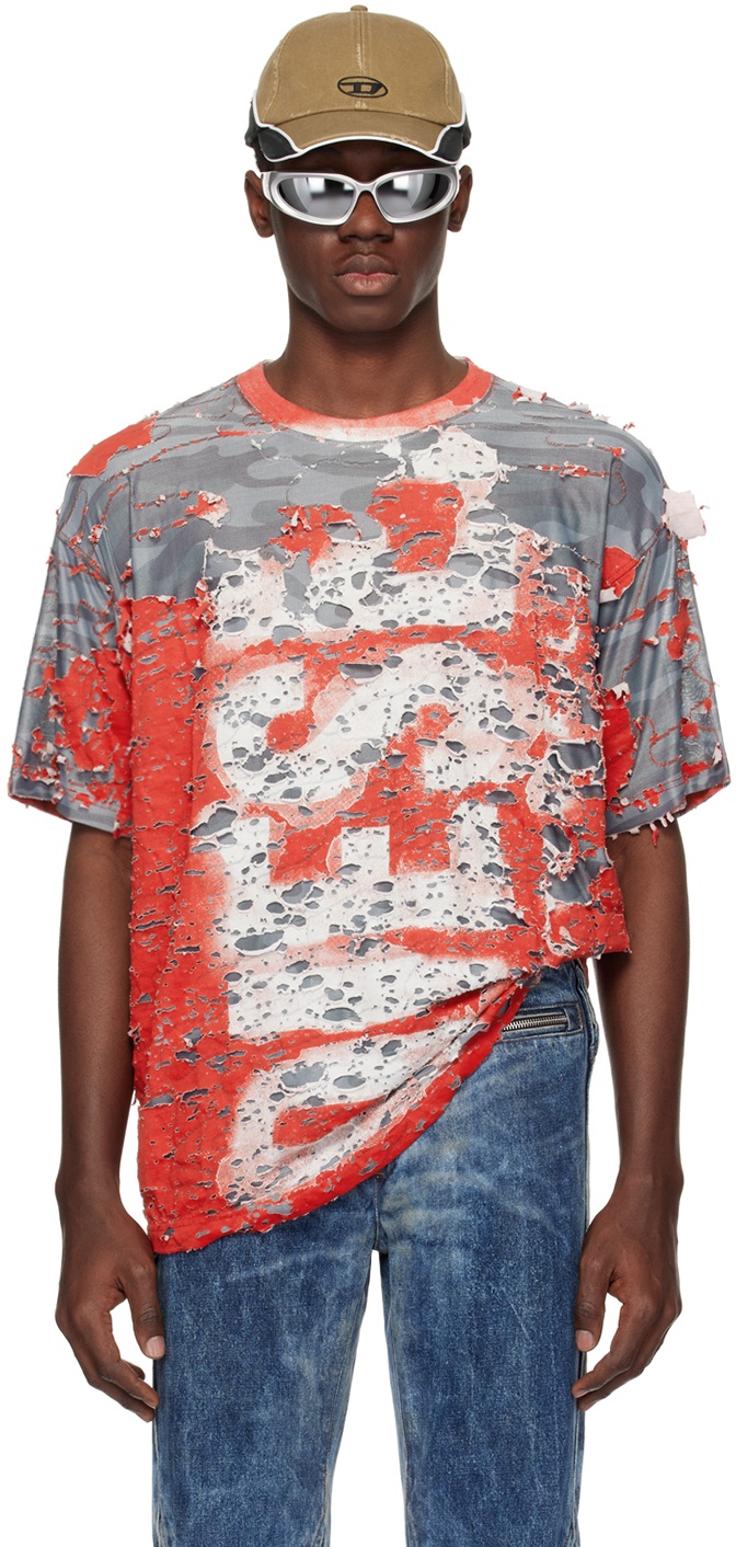 Photo: Diesel Red & Gray T-Boxt-Peel T-Shirt