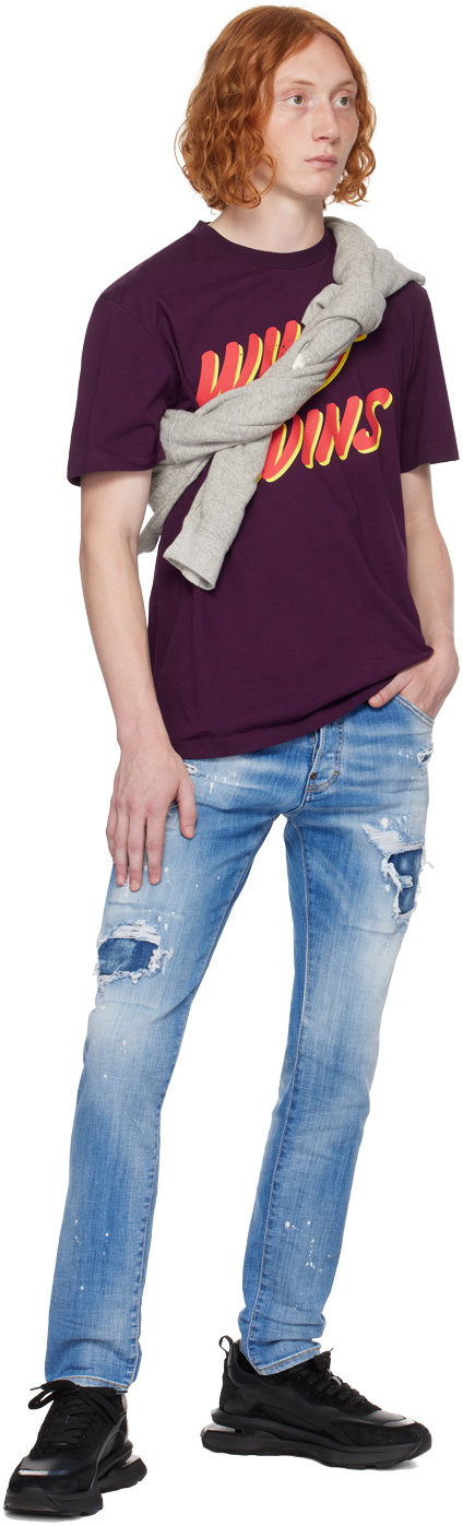 【関税込み】Dsquared2 パープル Wild Twins Tシャツ Dsquared2 Purple 'Wild Twins' T-Shirt Dsquared2