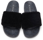 Coach 1941 Black Shearling Pool Slides