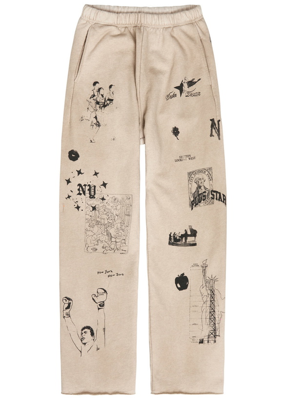 Photo: Duke And Dexter Sketch Printed Cotton Sweatpants Off White
