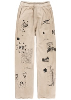 Duke And Dexter Sketch Printed Cotton Sweatpants Off White